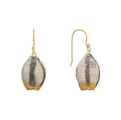 Stripe bellflower wire mesh hook earrings by Milena Zu